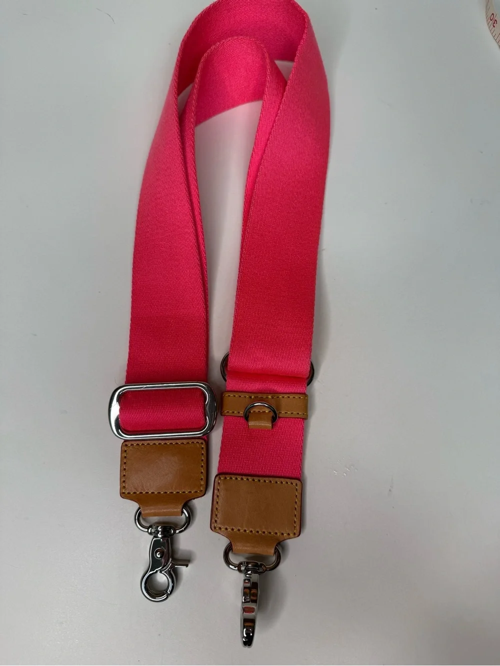 MZ Wallace Hot Pink Adjustable Strap with Tan Leather Accents - Picture 1 of 6